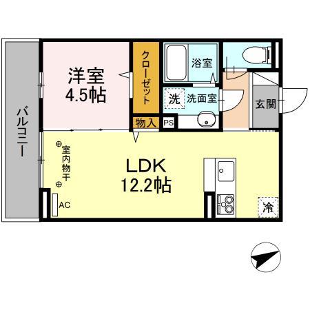 D-ROOM住吉 B(1LDK/3階)の間取り写真