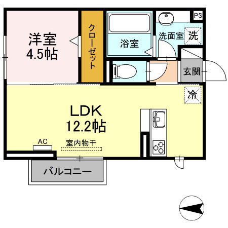 エミール B(1LDK/2階)の間取り写真