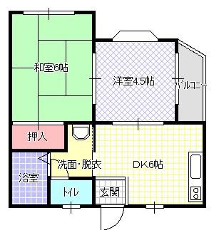 ベルメゾン池田(2DK/2階)の間取り写真