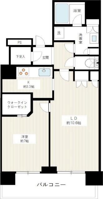 ベイクレストタワー(1LDK/36階)の間取り写真