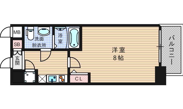 ラシュレエグゼ難波西(1K/10階)の間取り写真