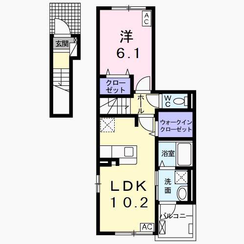 SATUKI(1LDK/2階)の間取り写真