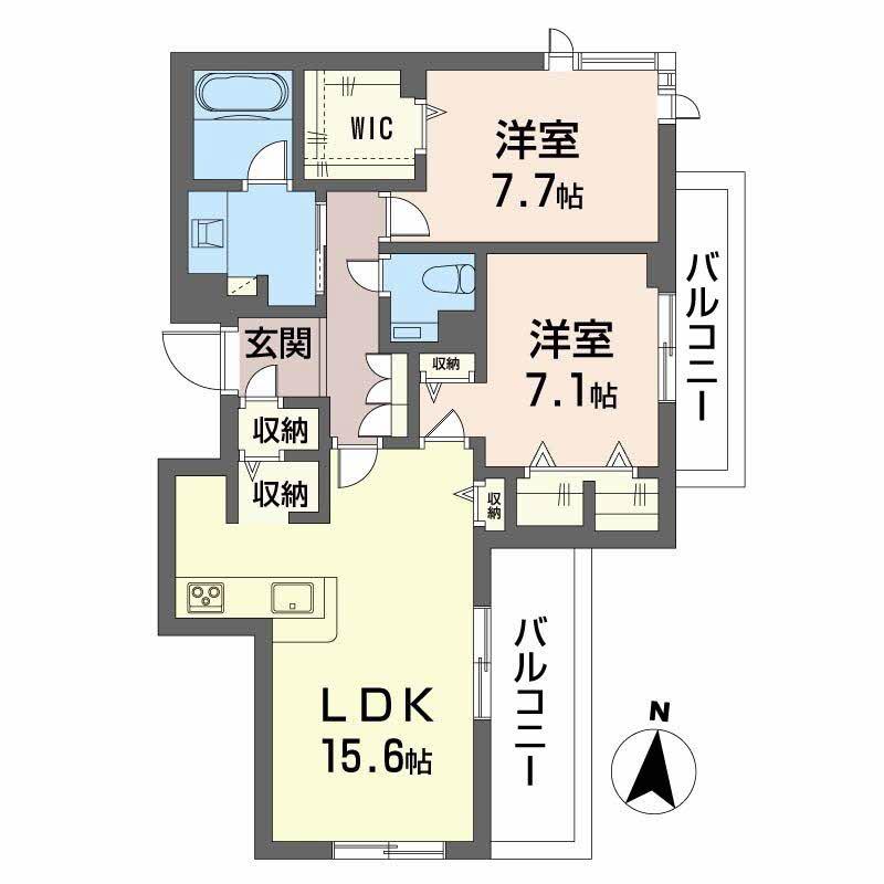 ビィアン アテリア(2LDK/4階)の間取り写真