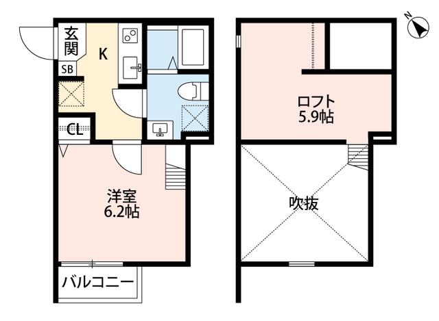 SKYGRACE御蔵通(1K/1階)の間取り写真