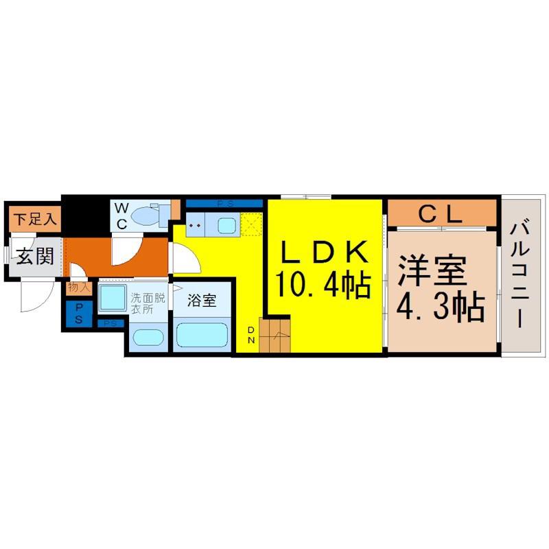 ドゥーエ千種(1LDK/9階)の間取り写真