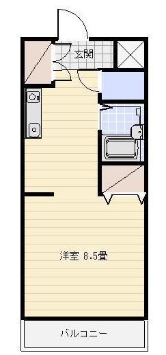 アバンダント鹿谷(ワンルーム/2階)の間取り写真