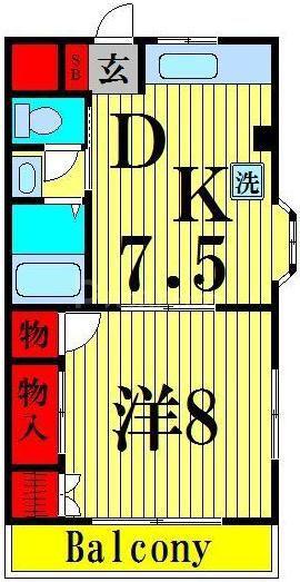 武山ハイツII(1DK/2階)の間取り写真