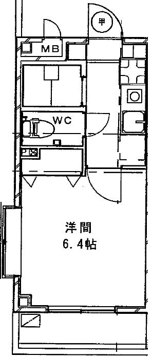 矢切ビル(1K/2階)の間取り写真