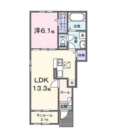 ソラリエ II(1LDK/1階)の間取り写真