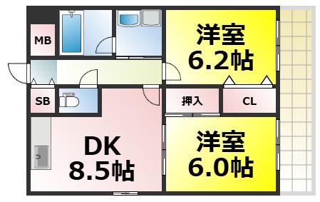 イルプリモ桜川(2LDK/10階)の間取り写真