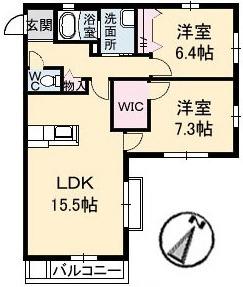 シャーメゾンI(2LDK/2階)の間取り写真