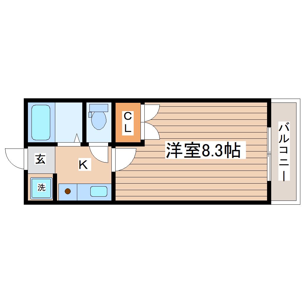 ハイマート小松島(1K/1階)の間取り写真