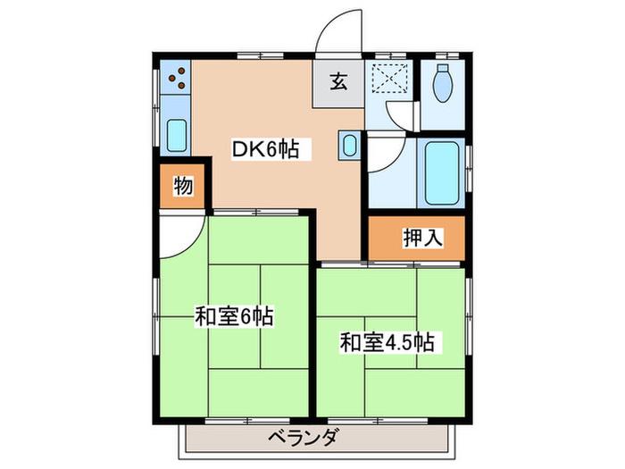 鈴木アパート(2DK/2階)の間取り写真