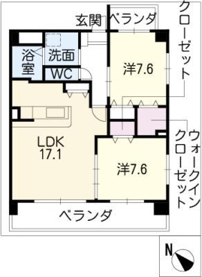 OJコンフォート(2LDK/2階)の間取り写真