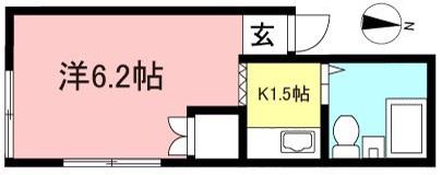 プリティメゾン(ワンルーム/2階)の間取り写真