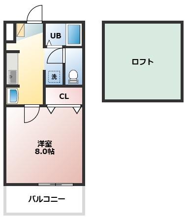 メゾンソレイユ(1K/2階)の間取り写真