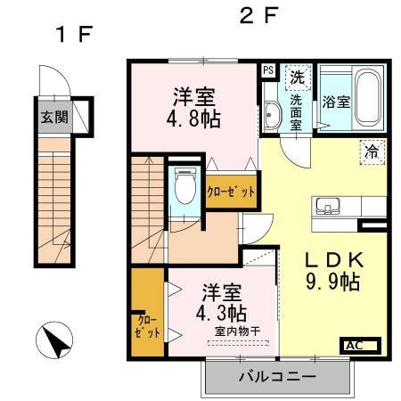 アルウェット(2LDK/2階)の間取り写真