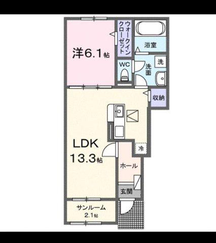サンディ ココ(1LDK/1階)の間取り写真