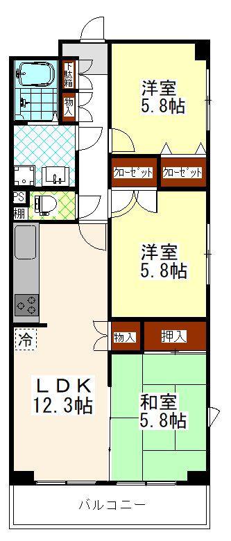 メゾン・ド・フローラ(3LDK/2階)の間取り写真