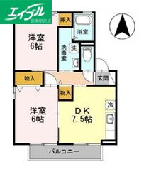 ベルメゾン(2DK/1階)の間取り写真