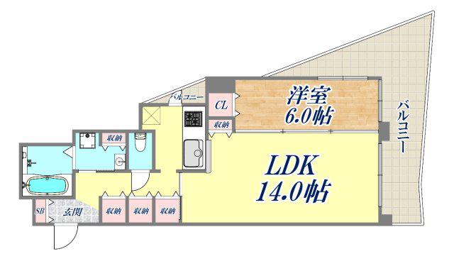 アルファレガロ神戸ウエスト(1LDK/2階)の間取り写真