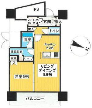 照葉ザ・タワー(1LDK/35階)の間取り写真