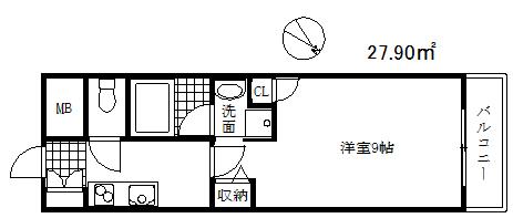 パレス東洋神戸5号館(1K/4階)の間取り写真