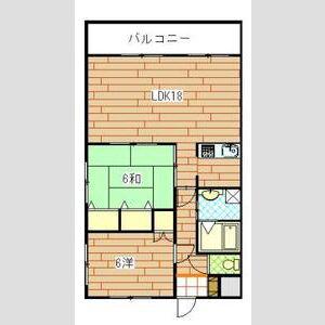 ロイヤル竜王(2LDK/7階)の間取り写真