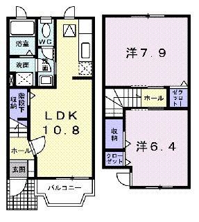 プリムローズ東野(2LDK/1階)の間取り写真