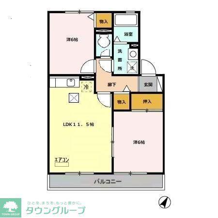 ラフィーネ(2LDK/1階)の間取り写真