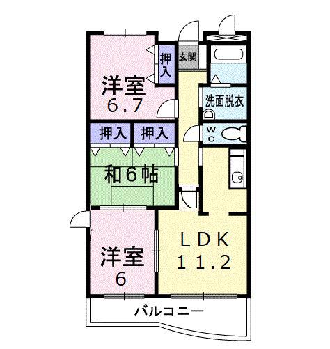 ピュアー双葉(3LDK/1階)の間取り写真
