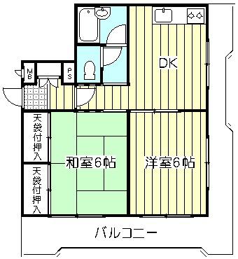 川口サニーコーポ(2DK/5階)の間取り写真