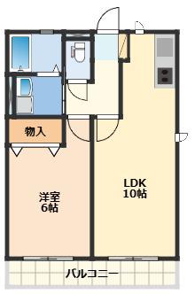 サイドヒル(1LDK/1階)の間取り写真