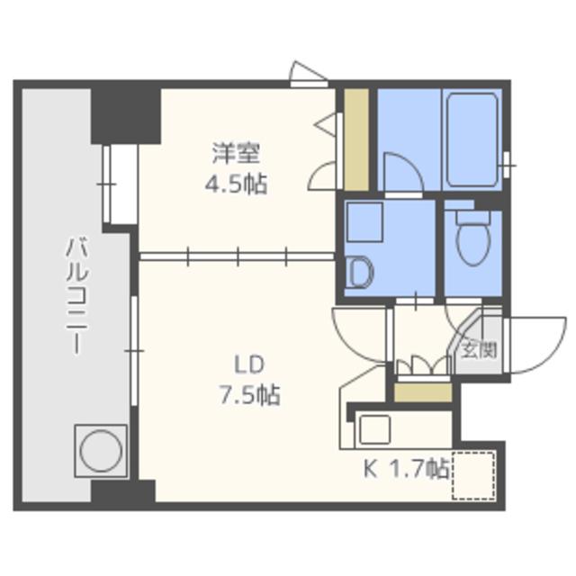 アクタス薬院III(1LDK/11階)の間取り写真