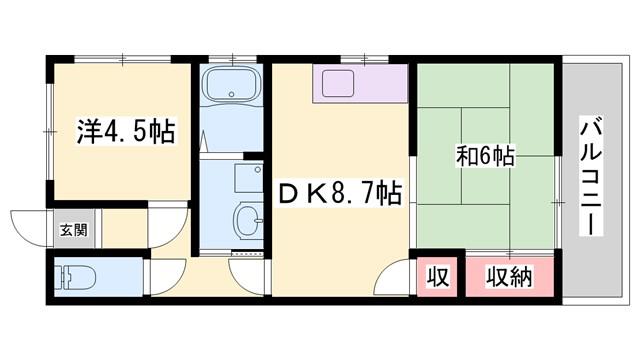 メゾン前田(2DK/6階)の間取り写真