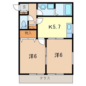 ソフィット八番館(2K/1階)の間取り写真