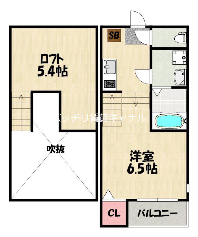 ハーモニーテラス香椎IV(1K/1階)の間取り写真