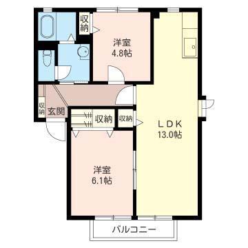 グランシャリオII(2LDK/1階)の間取り写真