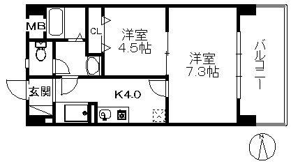 アリエス姪浜駅南 216(2K/3階)の間取り写真