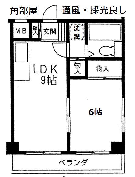 NSビル(1LDK/3階)の間取り写真