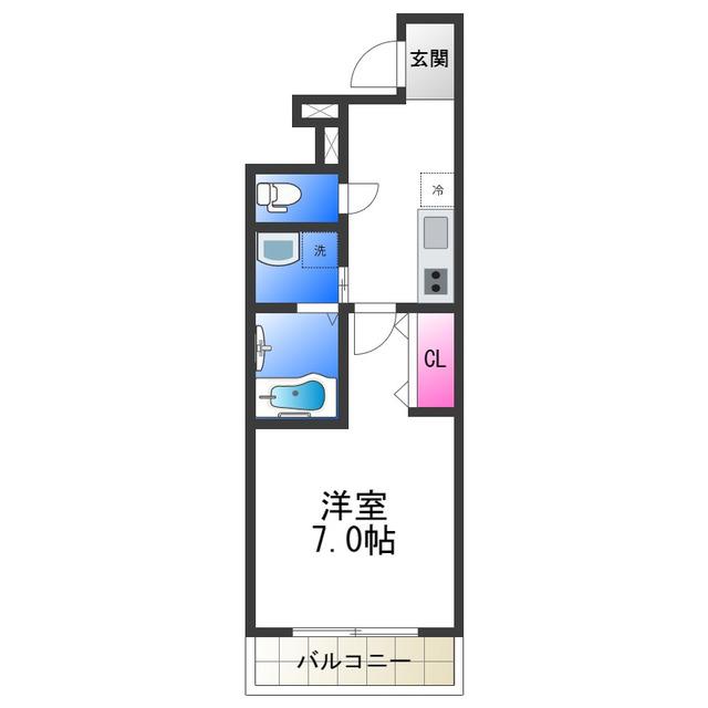 フジパレス鳳中町サウス(1K/3階)の間取り写真