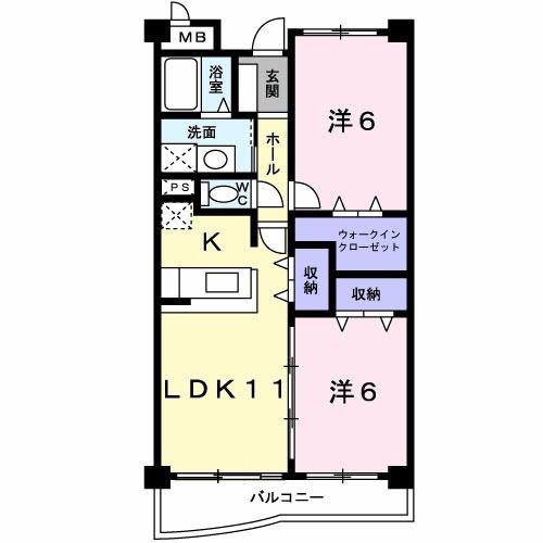 ラ・コモード(2LDK/2階)の間取り写真