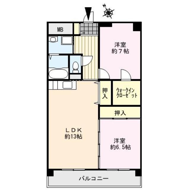 グリーンキャッスル(2LDK/5階)の間取り写真