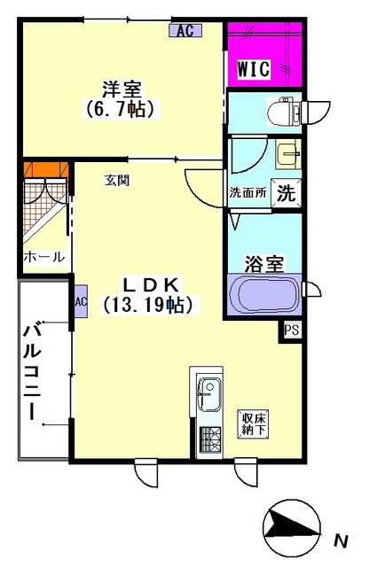 ハウス リヴィエール(1LDK/1階)の間取り写真