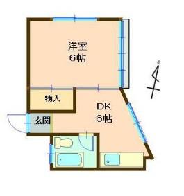 パールハイツ(1DK/2階)の間取り写真