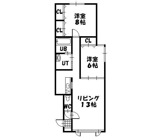 ノンノ B棟(2LDK/1階)の間取り写真
