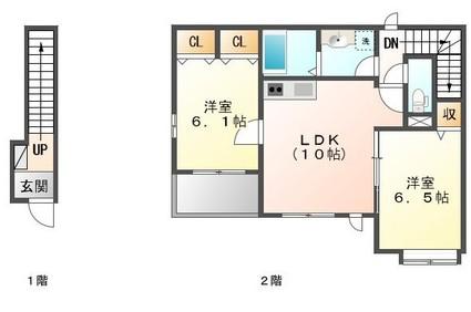 メルヴェール(2LDK/2階)の間取り写真