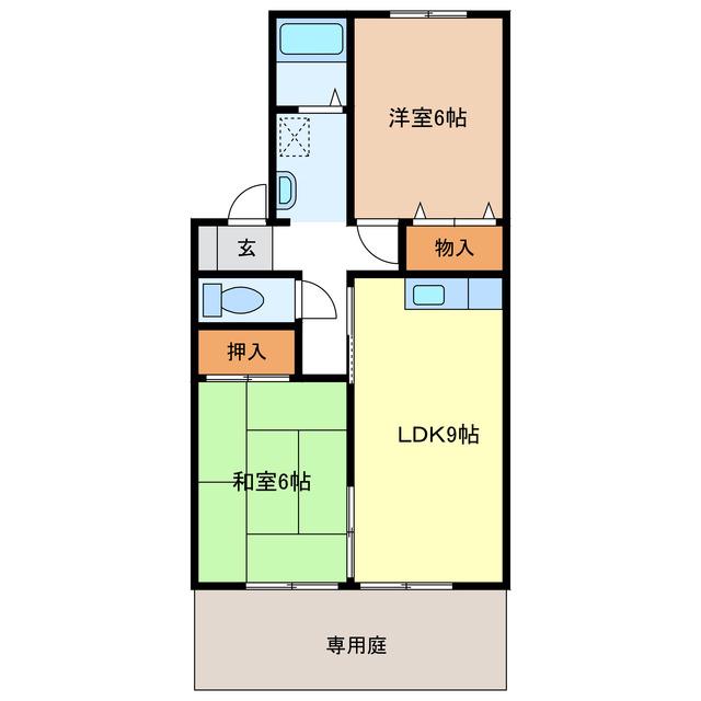 セジュールMONPAIII(2LDK/1階)の間取り写真