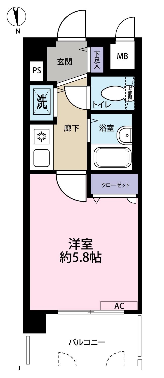 ライオンズステーションプラザ西鹿児島(1K/3階)の間取り写真