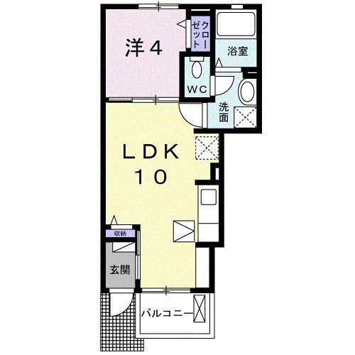 ベル・モンドK(1LDK/1階)の間取り写真